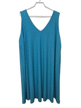 Penningtons Teal Eyelet V-Neck Swing Dress Size 2X